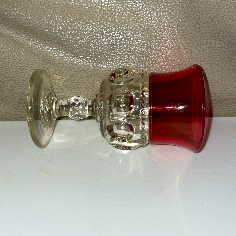 Vintage King’s Crown Red Thumbprint Set of 6 Red Goblets - Picture 5 of 8